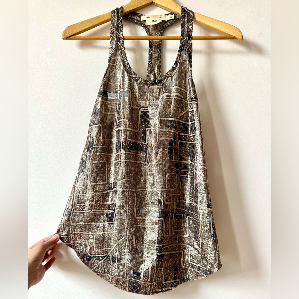 Isabel Marant x H&M metallic shimmer racer back tank Sz 2 🌟
